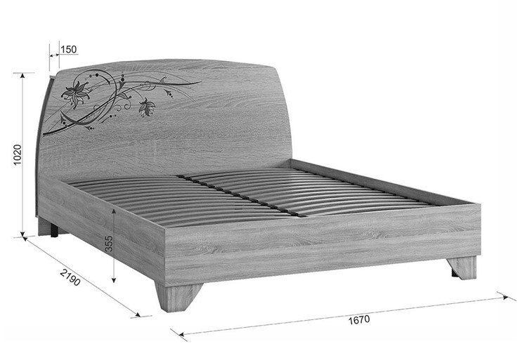 Кровать спальная Виктория-1 1.6, Дуб сонома в Петрозаводске - изображение 4