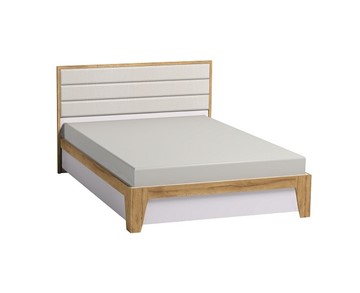 Полутороспальная кровать Айрис 308 1400 с гибкими ламелями металл, Белый-Дуб золотистый в Петрозаводске