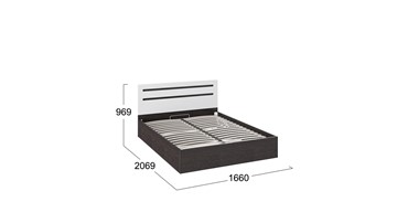 2-спальная кровать с подъемным механизмом Фьюжн ТД-260.01.04 (Белый глянец, Венге Линум) в Петрозаводске - предосмотр 2