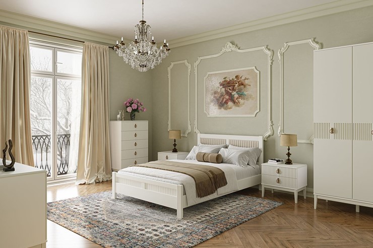 Кровать 2-х спальная Фрида (белый античный) 180х200 в Петрозаводске - изображение 2