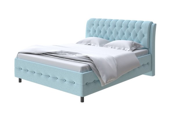 Полутороспальная кровать Como (Veda) 4 140х200, Велюр (Scandi Cotton 20 Голубой Лед) в Петрозаводске - изображение