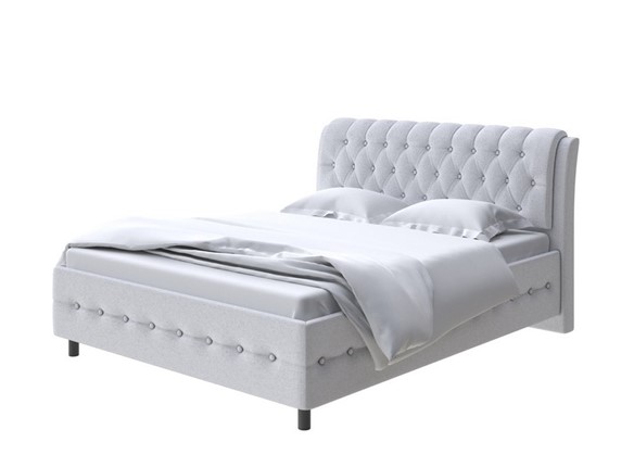 Кровать полутороспальная Como (Veda) 4 140х200, Велюр (Scandi Cotton 7 Серый Камень) в Петрозаводске - изображение