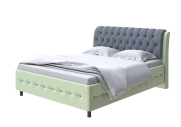 Кровать полутороспальная Como (Veda) 4 160х200, Экокожа (Зеленое яблоко/Темно-синий) в Петрозаводске