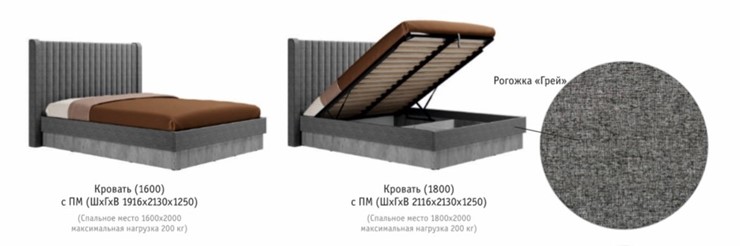 Двуспальная кровать с механизмом Бержер, 1600, Б 2.0.5 в Петрозаводске - изображение 2