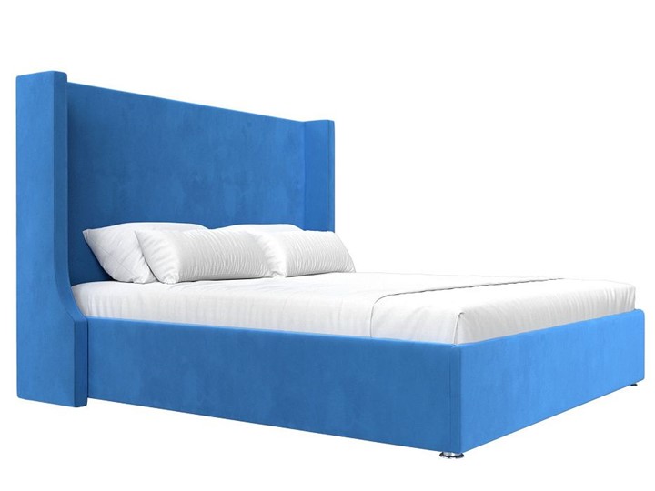 Кровать с подъемным механизмом Ларго 160, Голубой (Велюр) в Петрозаводске - изображение 4