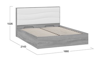 Двуспальная кровать с механизмом Миранда тип 1 (Дуб Гамильтон/Белый глянец) в Петрозаводске - предосмотр 1