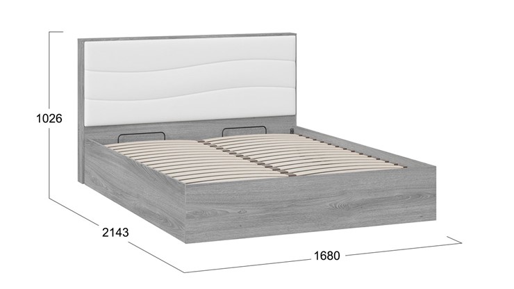 Двуспальная кровать с механизмом Миранда тип 1 (Дуб Гамильтон/Белый глянец) в Петрозаводске - изображение 1