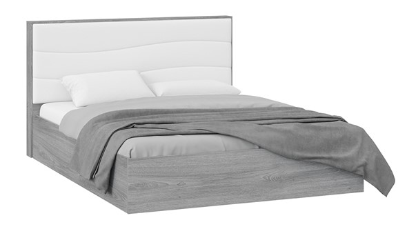 Двуспальная кровать с механизмом Миранда тип 1 (Дуб Гамильтон/Белый глянец) в Петрозаводске - изображение