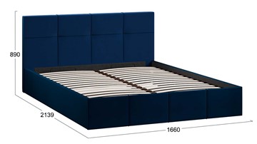 Кровать с механизмом двуспальная с заглушиной Лора (Велюр Confetti Blue) в Петрозаводске - предосмотр 4