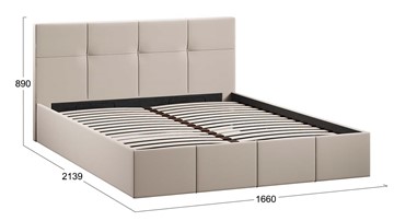 Кровать с подъемным механизмом с заглушиной Лора (Велюр Confetti Cream) в Петрозаводске - предосмотр 4