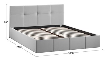 Двуспальная кровать с механизмом с заглушиной Лора (Велюр Confetti Silver) в Петрозаводске - предосмотр 4