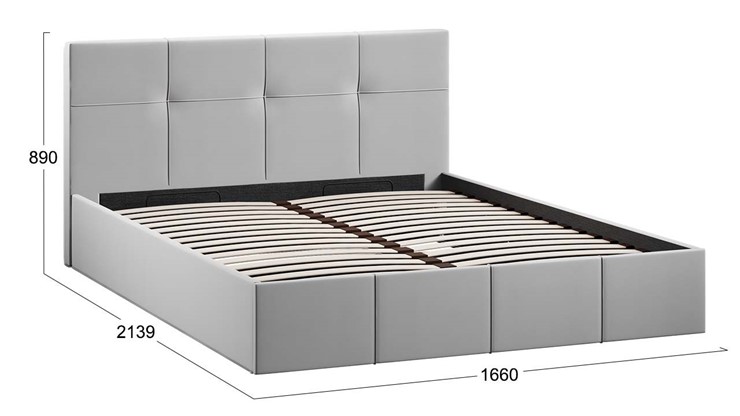 Двуспальная кровать с механизмом с заглушиной Лора (Велюр Confetti Silver) в Петрозаводске - изображение 4