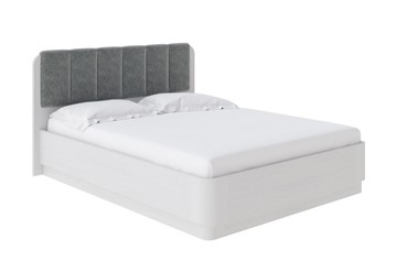Двуспальная кровать с механизмом Wood Home 2 160х200, Флок (Белая эмаль (сосна) с брашированием/Бентлей Светло-серый) в Петрозаводске