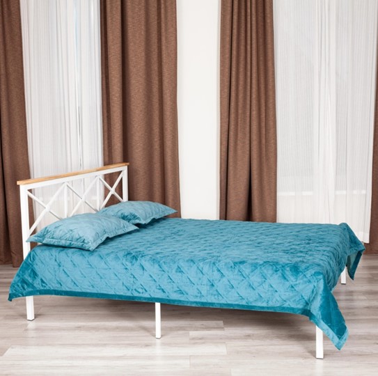 Кровать с основанием Iris (mod.9311) дерево гевея/металл, 160*200 см (Queen bed), Белый (White) в Петрозаводске - изображение 9
