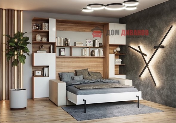 Кровать-шкаф с диваном Дина, 1400х2000 в Петрозаводске - изображение