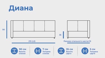 Диван-кровать Диана 160х200 с подъемным механизмом и дном в Петрозаводске - предосмотр 2