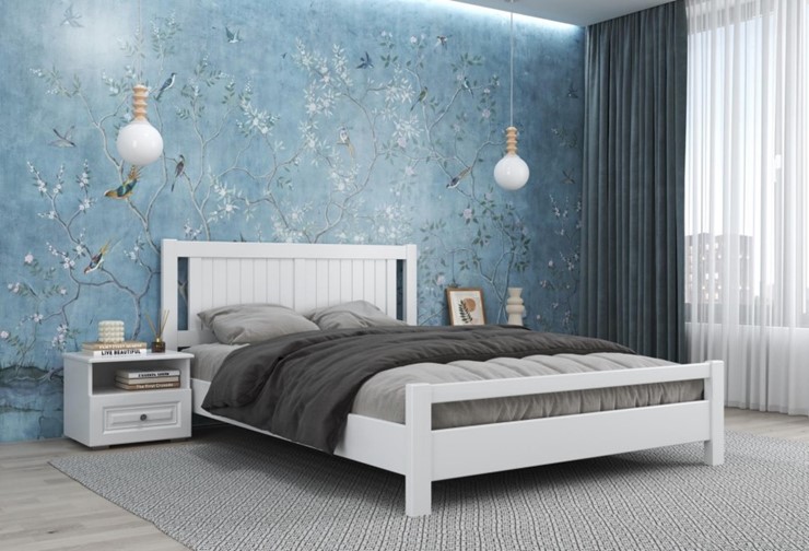 Кровать полутороспальная Ванесса из массива сосны (Белый Античный) 140х200 в Петрозаводске - изображение 1