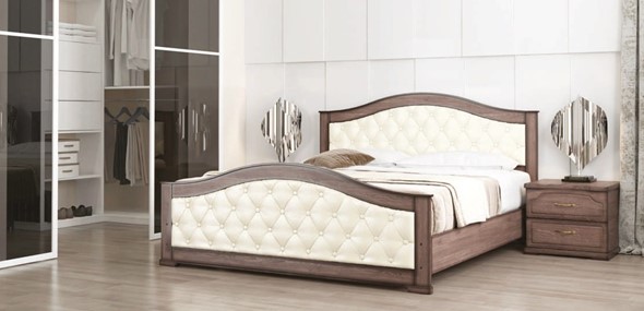 Кровать 2-спальная Стиль 1, 160х190, кожзам, с основанием в Петрозаводске - изображение