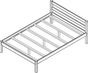 Односпальная кровать Рино с опорными брусками 120х200 массив сосны, без покрытия в Петрозаводске - предосмотр 1