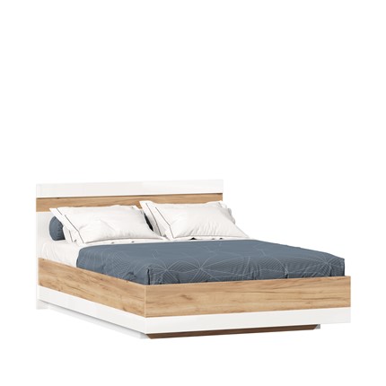 Спальная кровать Фиджи 1400 с подъемным механизмом ЛД 659.081, Дуб золотой/Белый в Петрозаводске - изображение