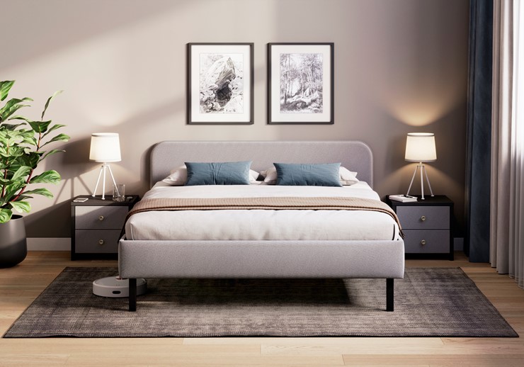 Кровать в спальню Hanna 160х200 с основанием (Багама серый) в Петрозаводске - изображение 1
