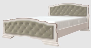 Кровать полутороспальная Карина-10 (Дуб Молочный, светлая обивка) 140х200 в Петрозаводске