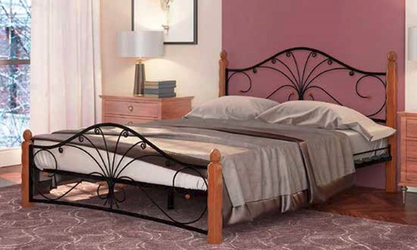 Спальная кровать Фортуна 1, 1200, черный/махагон в Петрозаводске - изображение