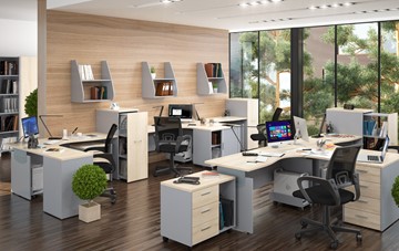 Офисная мебель OFFIX-NEW для 4 сотрудников с двумя шкафами в Петрозаводске - предосмотр 1
