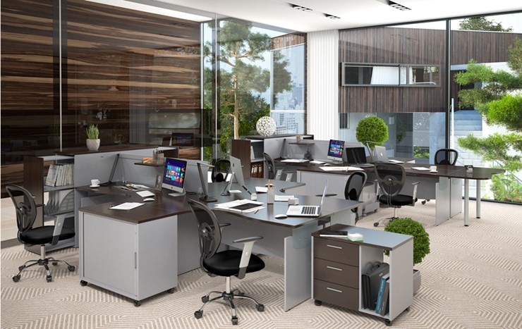 Офисный набор мебели OFFIX-NEW для двух сотрудников и руководителя в Петрозаводске - изображение 1