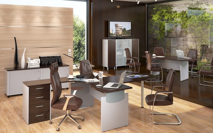 Офисный набор мебели OFFIX-NEW для двух сотрудников и руководителя в Петрозаводске - изображение