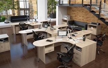 Комплект офисной мебели SIMPLE с эргономичными столами и тумбами в Петрозаводске - предосмотр