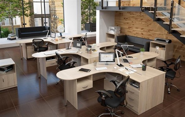 Комплект офисной мебели SIMPLE с эргономичными столами и тумбами в Петрозаводске - изображение