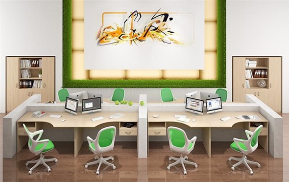 Набор мебели в офис SIMPLE с эргономичными столами и шкафом в Петрозаводске - изображение