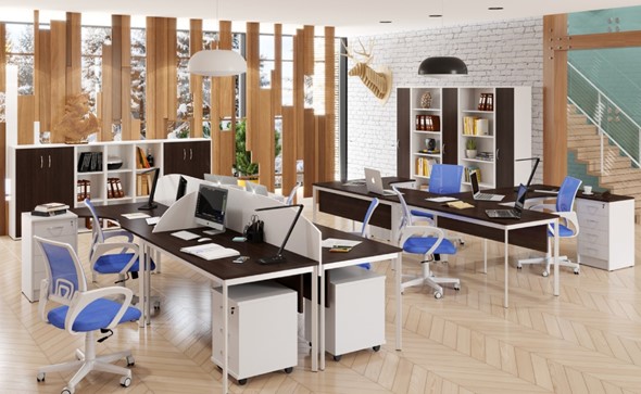Комплект офисной мебели Imago S - два стола, две тумбы в Петрозаводске - изображение