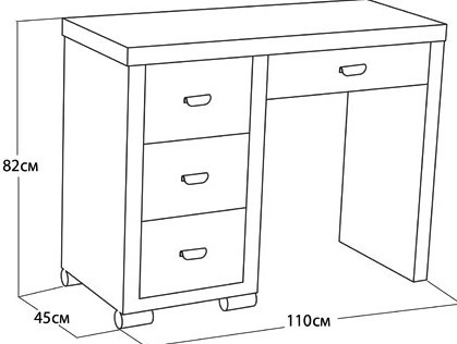 Косметический стол OrmaSoft 2, 4 ящика, левый, экокожа Кайман белый в Петрозаводске - изображение 4