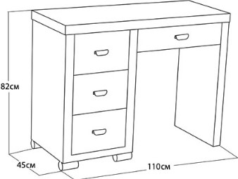 Косметический стол OrmaSoft 2, 4 ящика, левый, экокожа коричневая/кремовая в Петрозаводске - изображение 1
