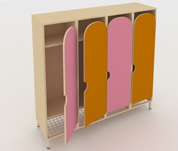 Детский распашной шкаф ШГС4 Беж + Розовый + Оранжевый в Петрозаводске