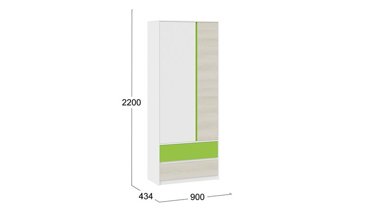 Распашной шкаф Сканди СМ-386.07.26-26 (Дуб Гарден, Белая, Зеленый) в Петрозаводске - изображение 4