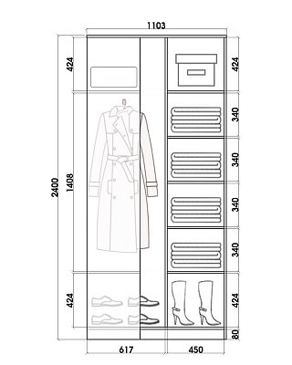 Детский шкаф-купе угловой Хит-У-24-4-77-29, Панда, Белый в Петрозаводске - изображение 2