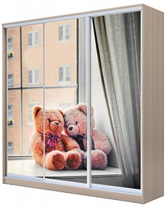 Детский шкаф Хит-22-4-18-777-26, Мишки на окне Ясень шимо светлый в Петрозаводске