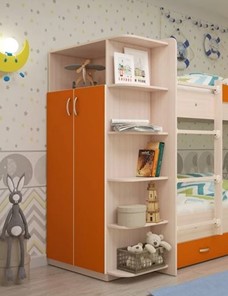 Детский шкаф Мая корпус Млечный дуб, фасад Оранжевый в Петрозаводске - предосмотр 1