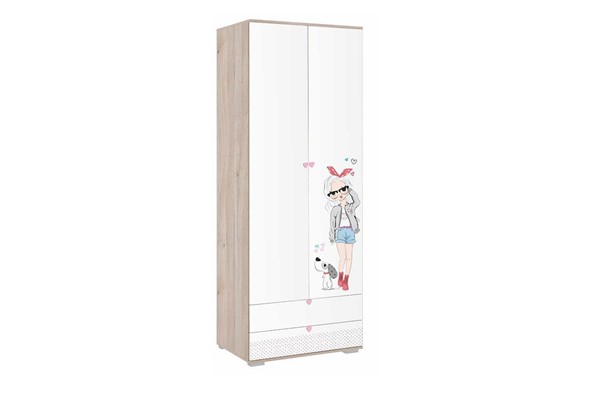 Шкаф 2-х дверный Алина 55.01, дуб мария/белый в Петрозаводске - изображение