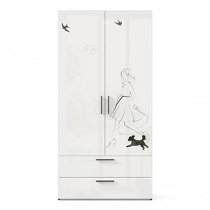 Шкаф 2х-дверный комбинированный Джоли ЛД 535.040, Серый шелк в Петрозаводске - предосмотр 1