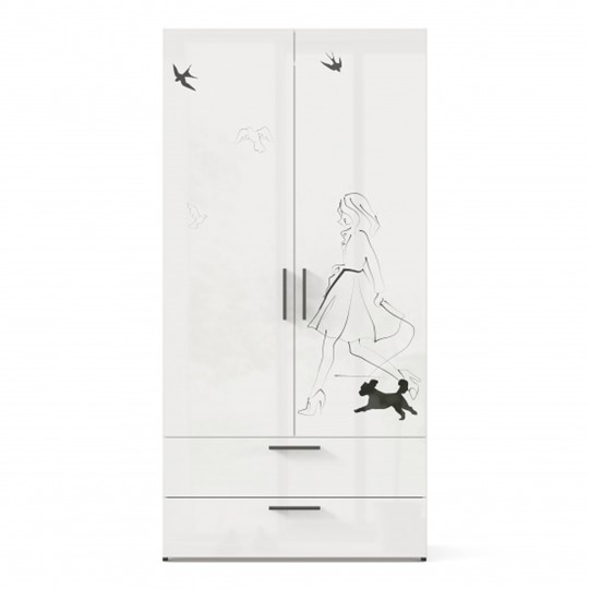 Шкаф 2х-дверный комбинированный Джоли ЛД 535.040, Серый шелк в Петрозаводске - изображение 1