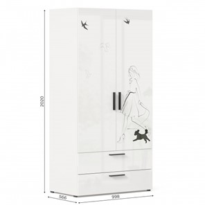 Шкаф 2х-дверный комбинированный Джоли ЛД 535.040, Серый шелк в Петрозаводске - предосмотр 3