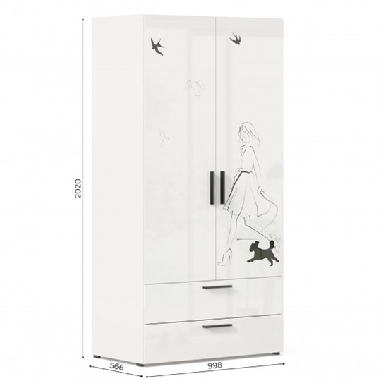 Шкаф 2х-дверный комбинированный Джоли ЛД 535.040, Серый шелк в Петрозаводске - изображение 3