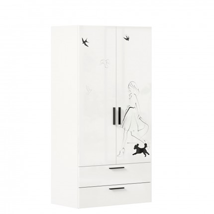 Шкаф 2х-дверный комбинированный Джоли ЛД 535.040, Серый шелк в Петрозаводске - изображение
