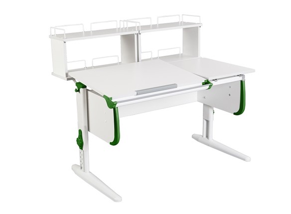 Детский стол-трансформер 1/75-40 (СУТ.25) + Polka_zz 1/600 (2 шт.)  белый/белый/Зеленый в Петрозаводске - изображение