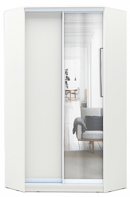 Шкаф угловой с зеркалом, 2200х1103, ХИТ У-22-4-15, белая шагрень в Петрозаводске - изображение