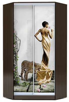Шкаф угловой 2300х1103, ХИТ У-23-4-77-03, Девушка с леопардом, венге в Петрозаводске - изображение